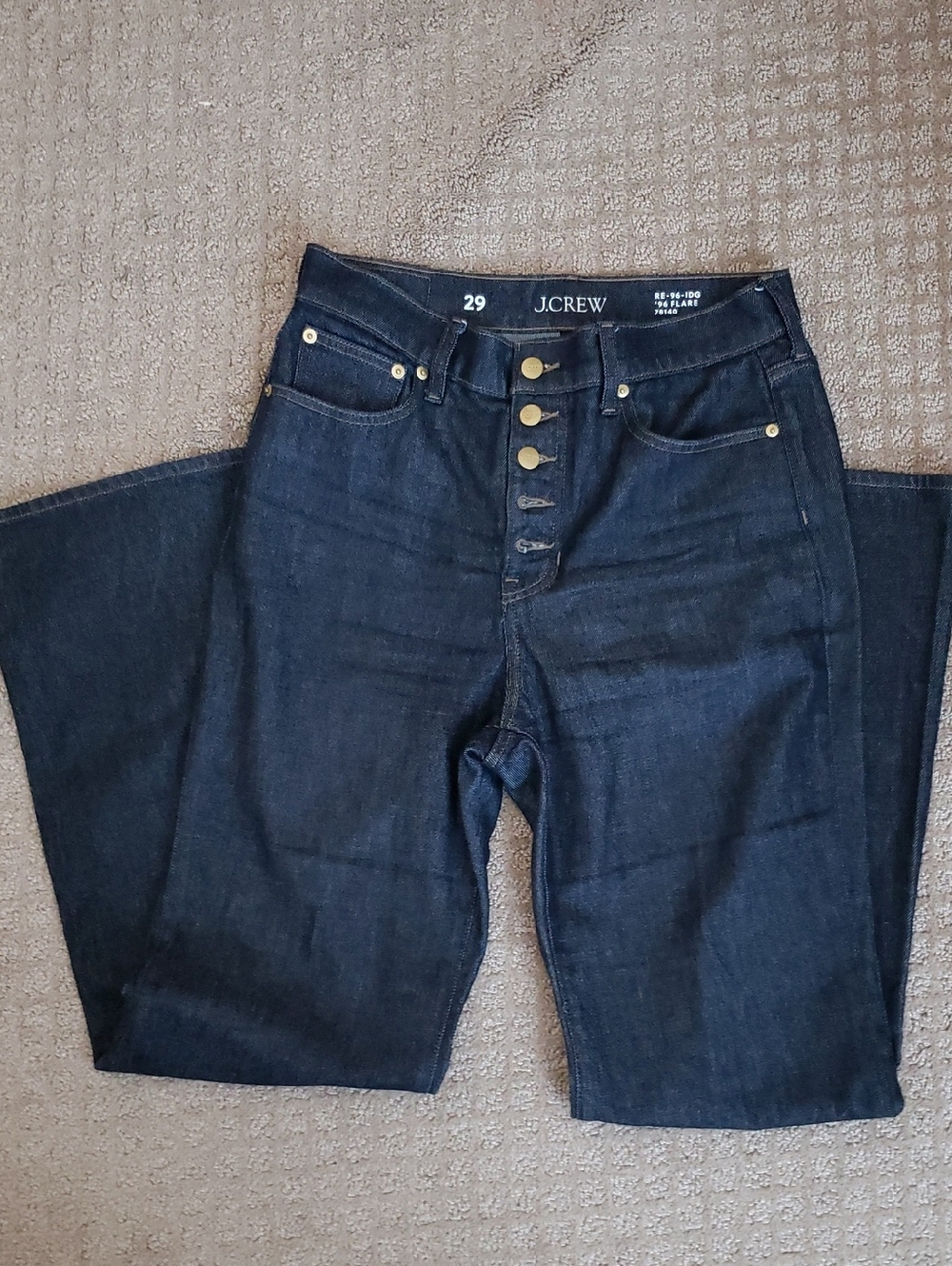 J. Crew Women's Dark Indigo High-Rise Button-Fly 96' Flare Jeans